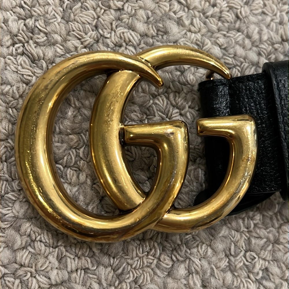 Gucci GG Marmont wide black leather belt with gold buckle - Picture 10 of 10